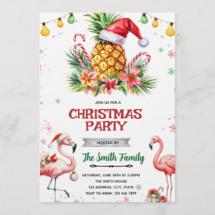 Convite de Natal de Abacaxi Tropical