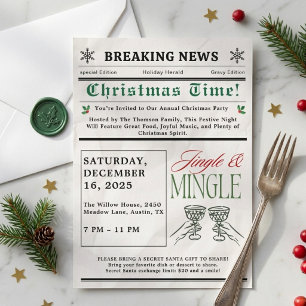 Convite de Natal de Coquetel Jingle e Mingle em Es