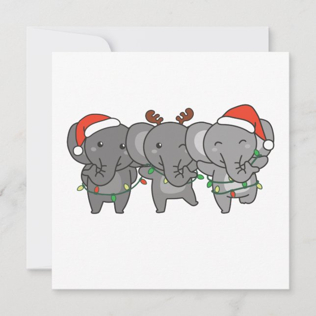 Convite de Natal de Elefante Animais de Natal Fofo (Frente)
