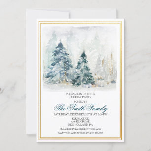 Convite de Natal de Férias de Inverno em Aquarela