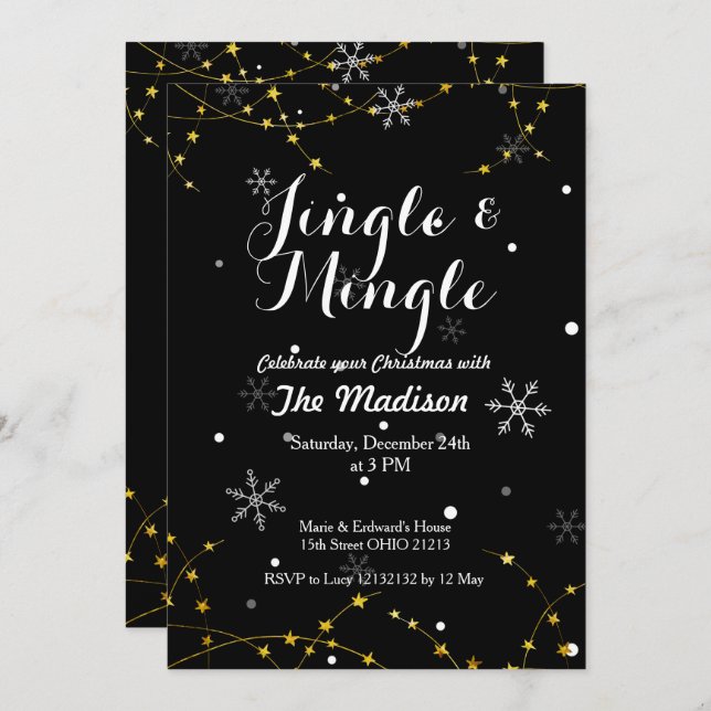 Convite de Natal de Férias Jingle e Mingle (Frente/Verso)
