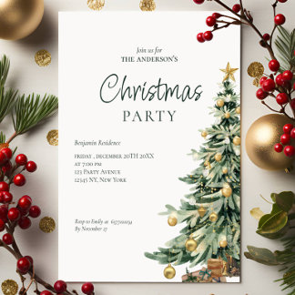 Convite de Natal de Festa com Código QR de Árvore 