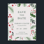 Convite de Natal de Folhas de Azevinho para Data d<br><div class="desc">Convite de Natal de Folhas de Azevinho para Data de Casamento</div>