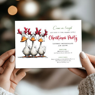 Convite de Natal de Gansos Bobos Humor Cartum Dive