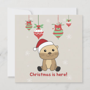 Convite de Natal de Lontra Animais de Inverno de N