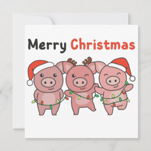 Convite de Natal de Porco Porcos Fofos Natal Feliz