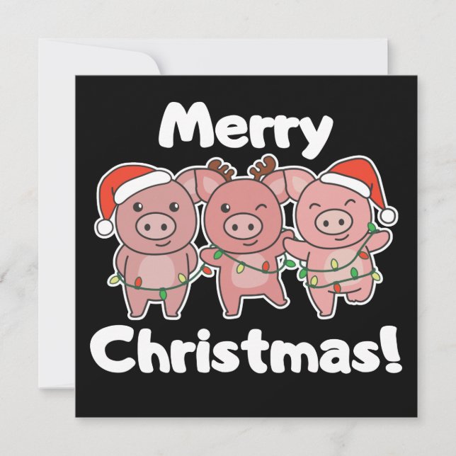 Convite de Natal de Porquinhos Fofos de Natal (Frente)