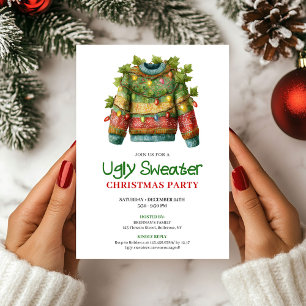 Convite de Natal de Suéter Feio e Divertido