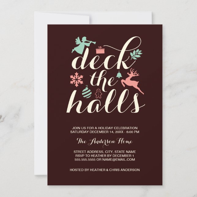 Convite de Natal Deck The Halls (Frente)