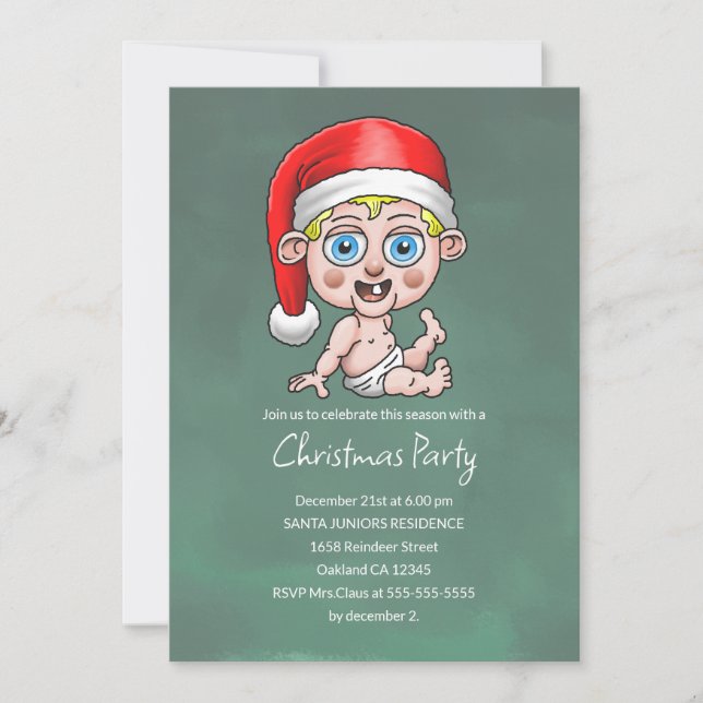 Convite de Natal do Bebê Papai Noel Júnior (Frente)