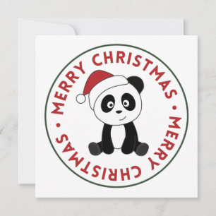 Convite de Natal do Panda Neve Inverno Animais Pan