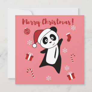 Convite de Natal do Panda Neve Inverno Animais Pan