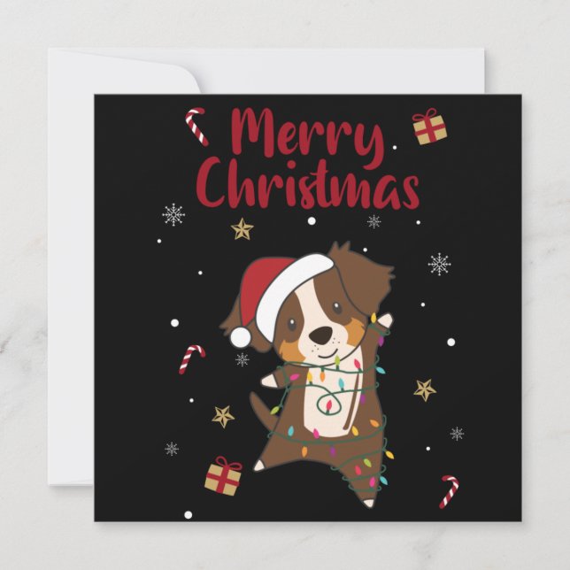 Convite de Natal do Pastor Australiano de Inverno  (Frente)