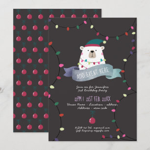 Convite de Natal do Urso Polar Mauve QUALQUER EVEN