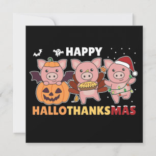 Convite de Natal dos Porcos Felizes Hallothanksmas
