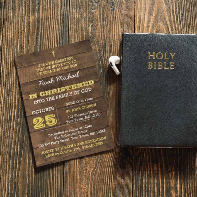 Convite de Natal Dourado de Barnwood (Criador carregado)