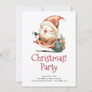 Convite de Natal e Ano Novo Vintage Papai Noel Ver