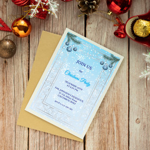Convite de Natal Elegante Azul de Luxo Personaliza