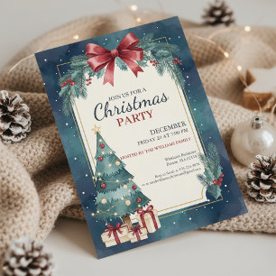 Convite de Natal Elegante com Aquarela para Festa