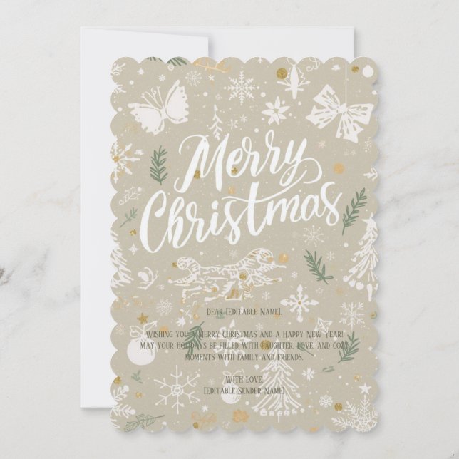 Convite de Natal Elegante com Neve (5"x7"). (Verso)