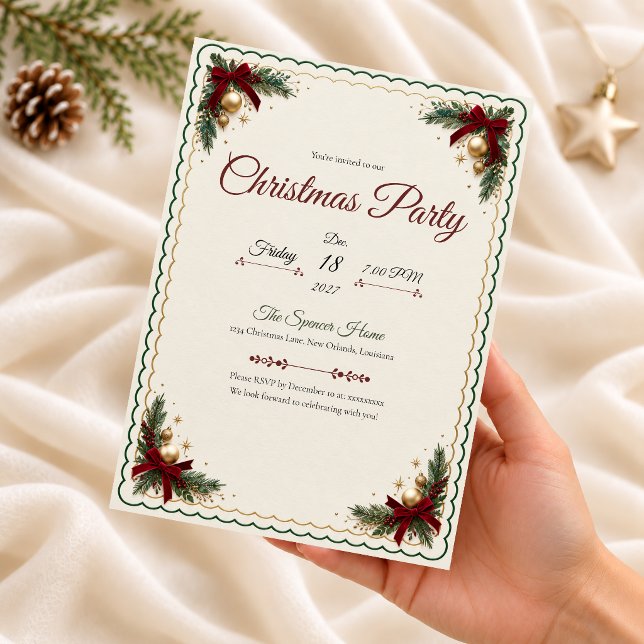 Convite de Natal Elegante com Recorte para Festa d (Criador carregado)