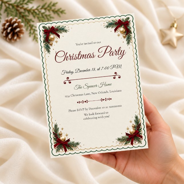 Convite de Natal Elegante com Recorte para Festa d (Criador carregado)