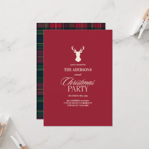 Convite de Natal Elegante com Xadrez Tartan