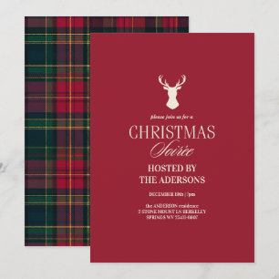 Convite de Natal Elegante com Xadrez Tartan