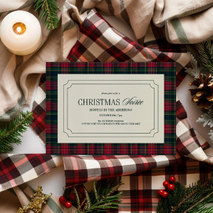 Convite de Natal Elegante com Xadrez Tartan