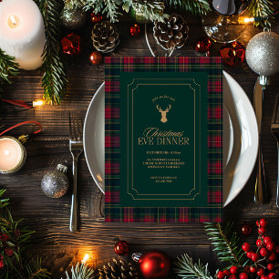 Convite de Natal Elegante com Xadrez Tartan