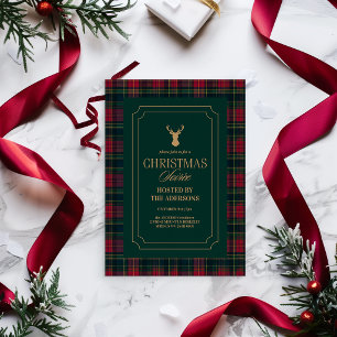 Convite de Natal Elegante com Xadrez Tartan