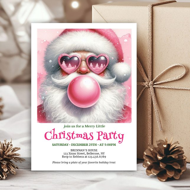 Convite de Natal Elegante e Divertido com Óculos d (Elegant Funny Santa Heart Glasses Christmas Invitation

)