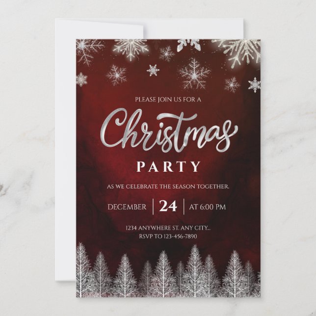 Convite de Natal Elegante para Festa (Frente)