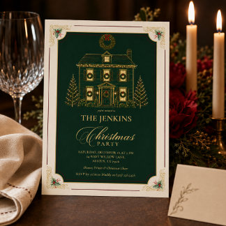 Convite de Natal Elegante para Festa | Verde Vinta