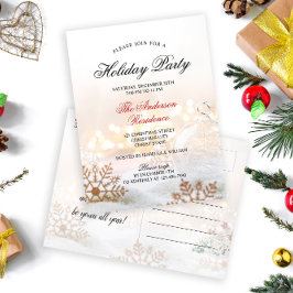 Convite de Natal Elegante Snow Baubles