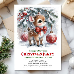 Convite de Natal em aquarela de cervo bebê doce 