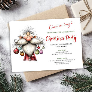 Convite de Natal em Aquarela do Papai Noel Moderno