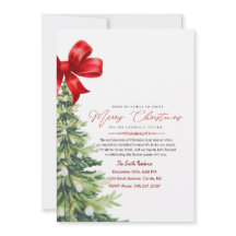 Convite de Natal em Aquarela Floral Vermelha Elega
