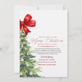 Convite de Natal em Aquarela Floral Vermelha Elega