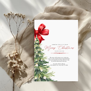Convite de Natal em Aquarela Floral Vermelha para 
