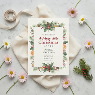 Convite de Natal em Aquarela Rústica