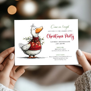 Convite de Natal Engraçado e Divertido de Pato de 