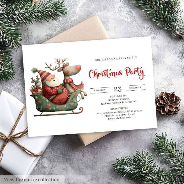 Convite de Natal engraçado no estilo de escritório (Funny Santa Claus Festive Office Style Invitation

)