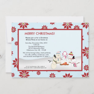 Convite de Natal Família Boneco de Neve 5x7