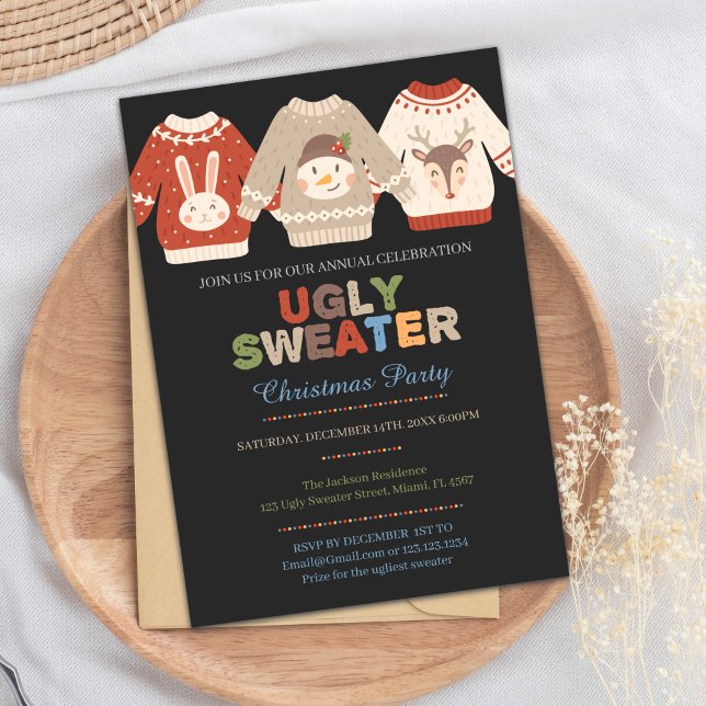 Convite de Natal Feio (Colors Ugly Sweater Invitations)