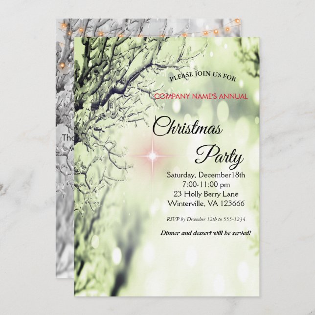 Convite de Natal Festivo Elegante (Frente/Verso)