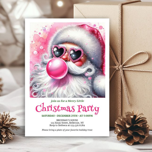 Convite de Natal Festivo Papai Noel Coração Óculos (Festive Funny Santa Heart Glasses Christmas Invitation

)