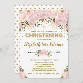 Convite de Natal Floral Rosa Pastel Baptism