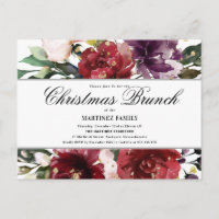 Convite de Natal Floral Vermelho Brunch