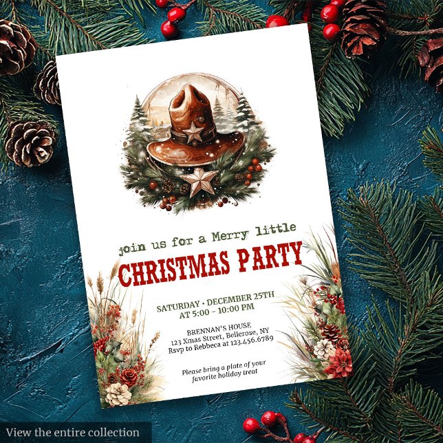 convite de Natal impresso para festa no Velho Oest (Old West Christmas party printable invitation

)